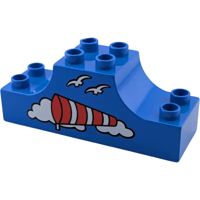 Lego Duplo 2x6x2 Brücke 4197 Blau mit Aufdruck Wind Wolken Vögel