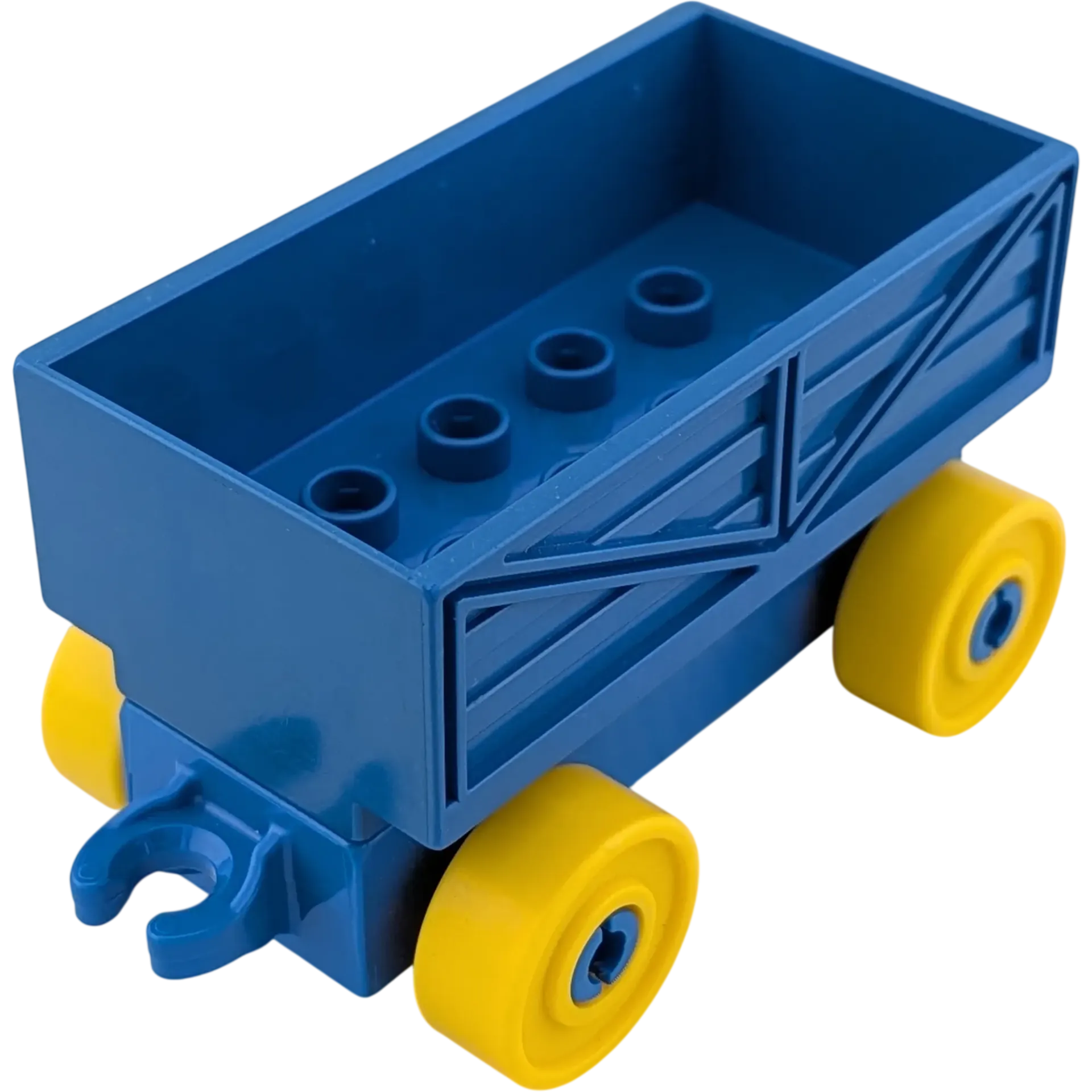 Lego Duplo Eisenbahn Güteranhänger Blau mit gelben Rädern