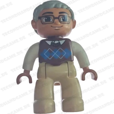 Lego Duplo Figur 623H5 Großvater Opa mit grauen Haaren und Brille