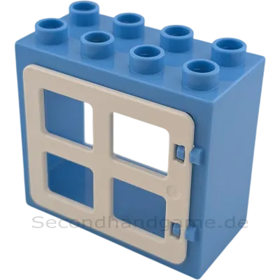 Lego Duplo 61649 Fensterrahmen Blaugrau mit 4 weißen Fenstern
