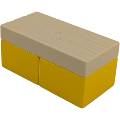 Lego Duplo Sofa Couch Wohnlandschaft Bank Holz Gelb und heller Holzlook
