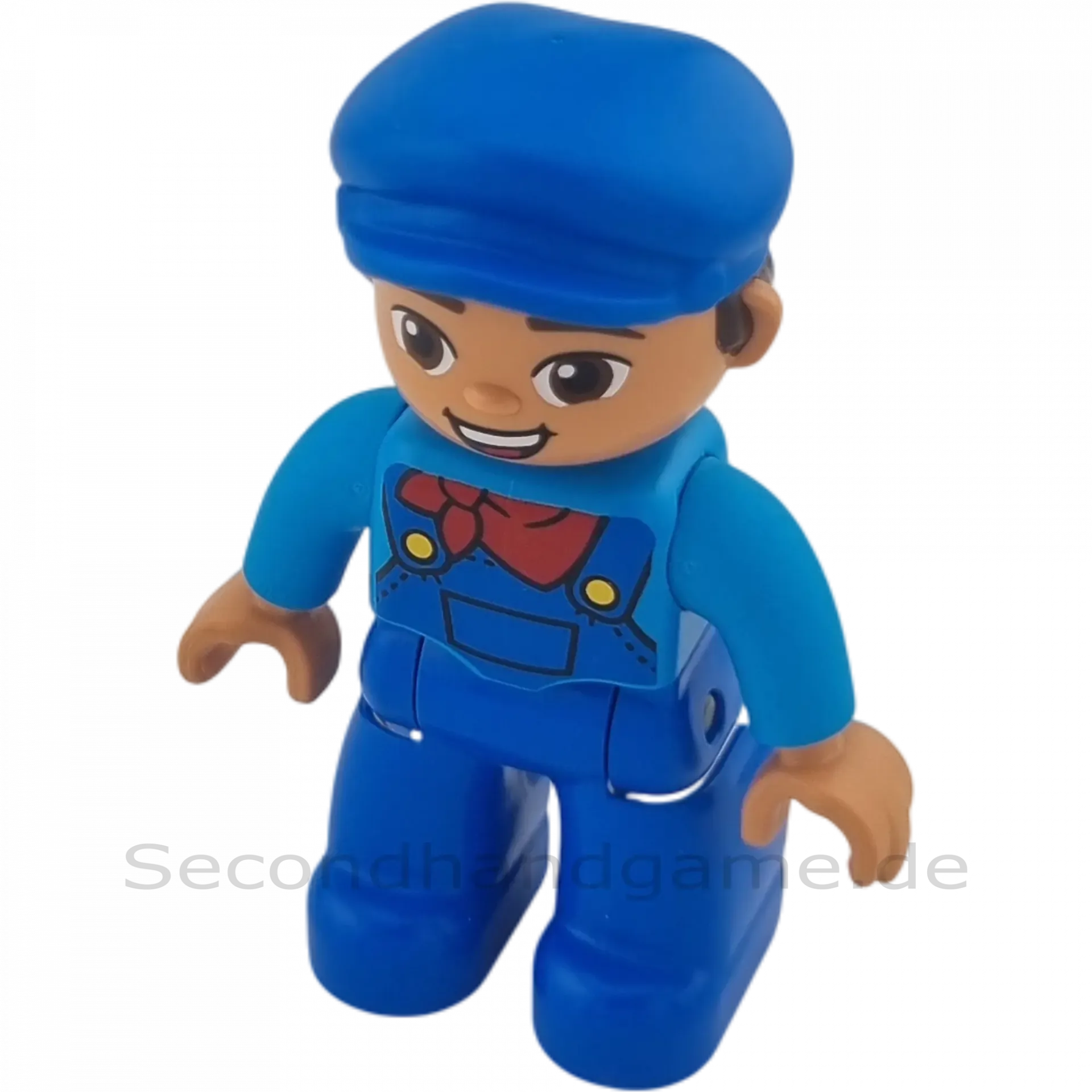 Lego Duplo Figur Mann Mit blauer Latzhose und blauer Cape, rotes Halstuch