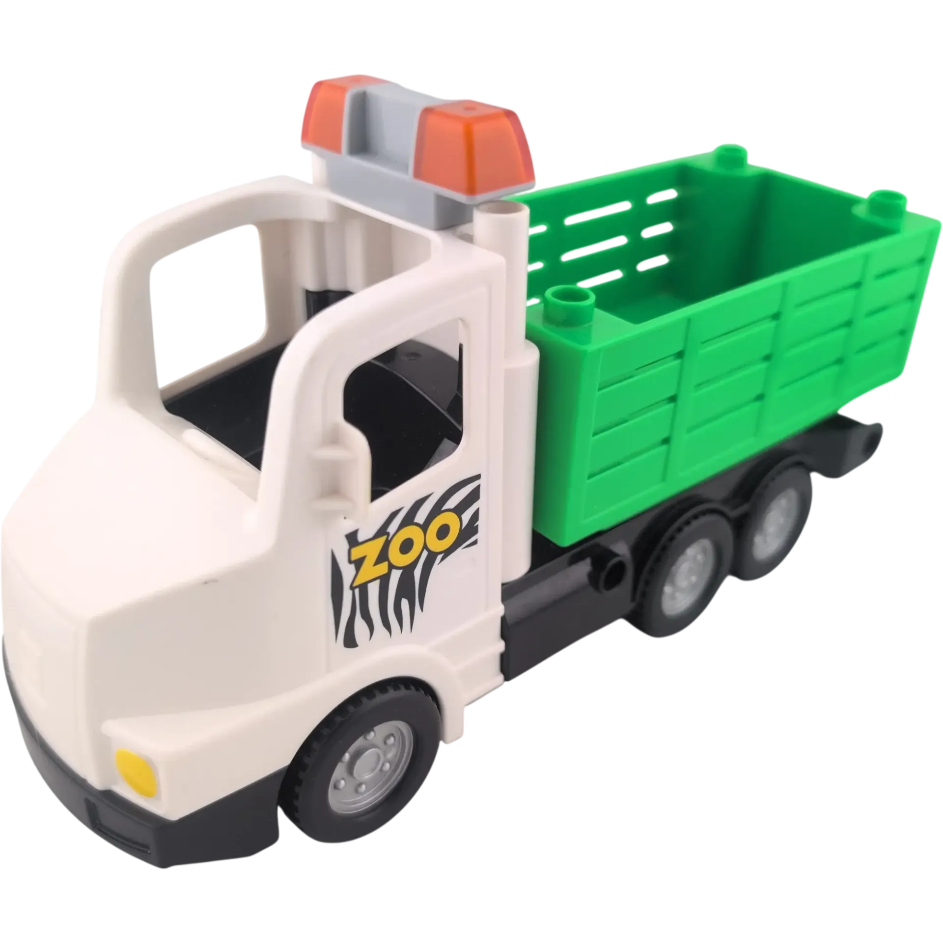 Lego Duplo Lastwagen Weiß Schwarz und Grün Tiertransporter Zoo