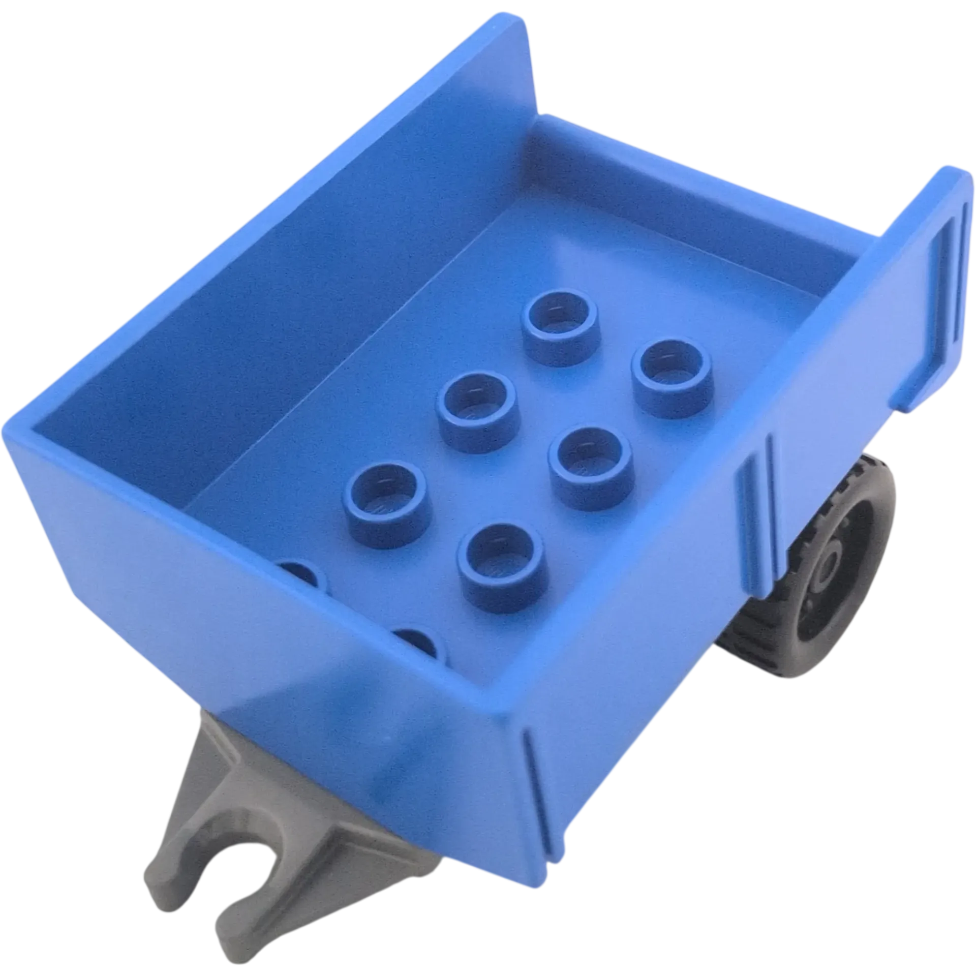 Lego Duplo 4821 Anhänger Blau offen mit dunkelgrauem Unterteil auf Rädern
