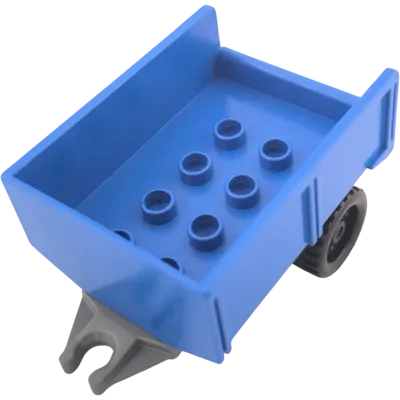 Lego Duplo 4821 Anhänger Blau offen mit dunkelgrauem Unterteil auf Rädern