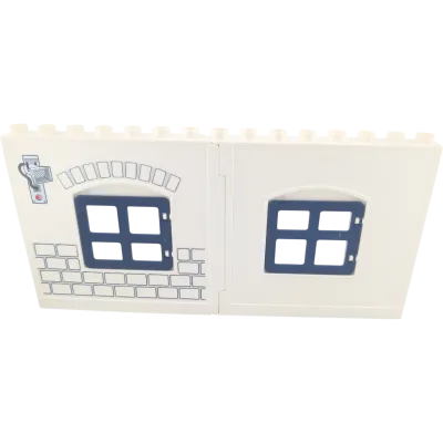 Lego Duplo Hauswand Weiß Polizeistation Polizeirevier Blaue Fenster Kamera