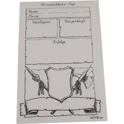 MB Hero Quest Master Ersatzteil Rollenzettel wenig benutzt