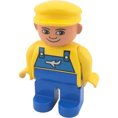 Lego Duplo Figur 4555 Pilot Blau Gelb mit Flugzeug Symbol