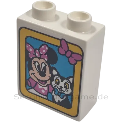 Lego Duplo Weiß 1x2 Stein Minnie Mouse und Katze 4066