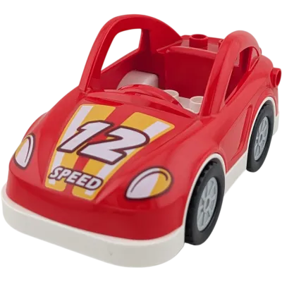 Lego Duplo Rennwagen Rot Speed 12 mit Rückziehmotor