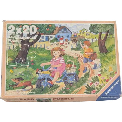Ravensburger Puzzle 2 x 20 Teile 089284 Drinnen und Draußen von 1989