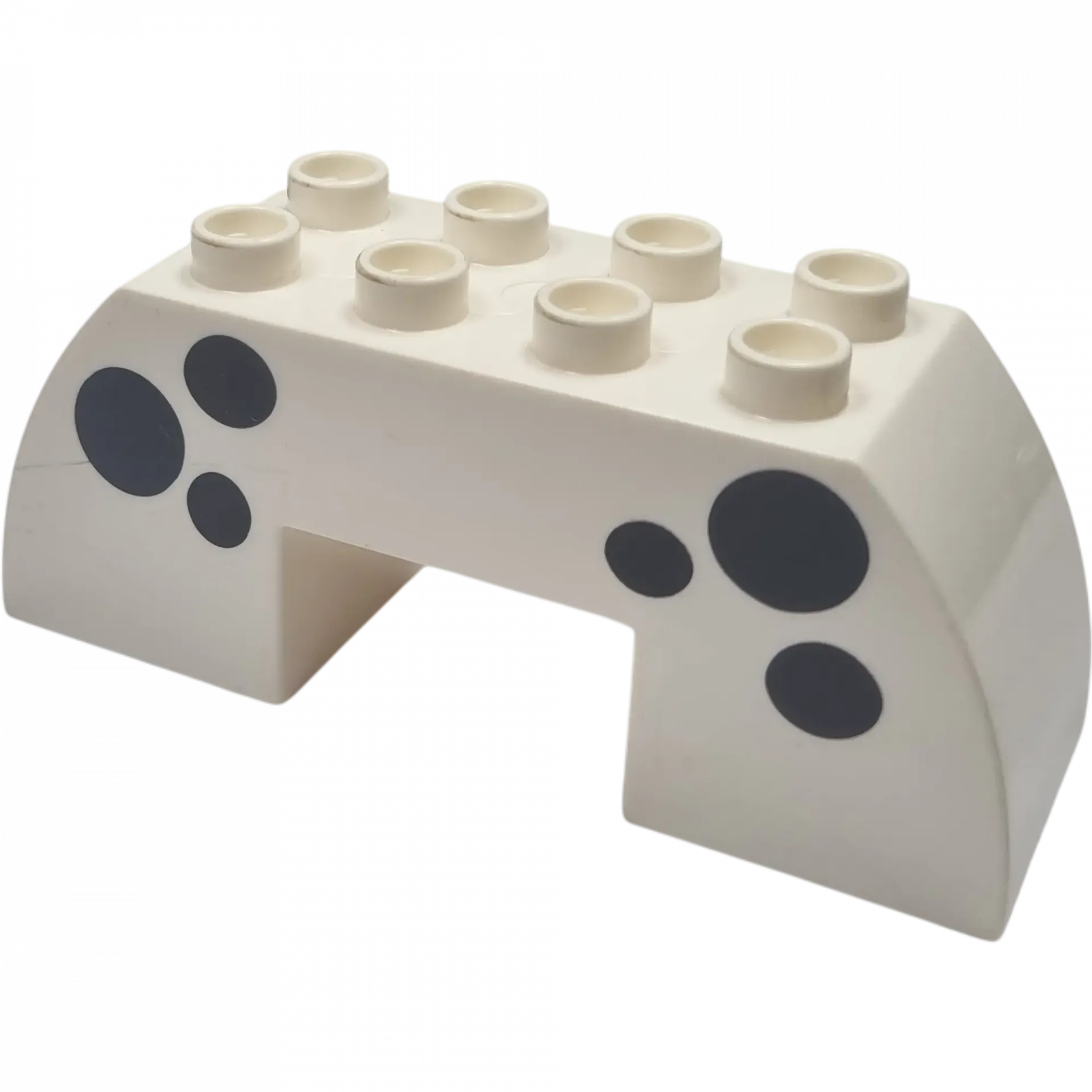 Lego Duplo 2x4x3 Brücke Brückenstein 11197 Weiß mit schwarzen Kreisen