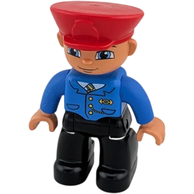 Lego Duplo Figur Mann Schaffner 47394 Bahnmitarbeiter Zugführer blaue Augen