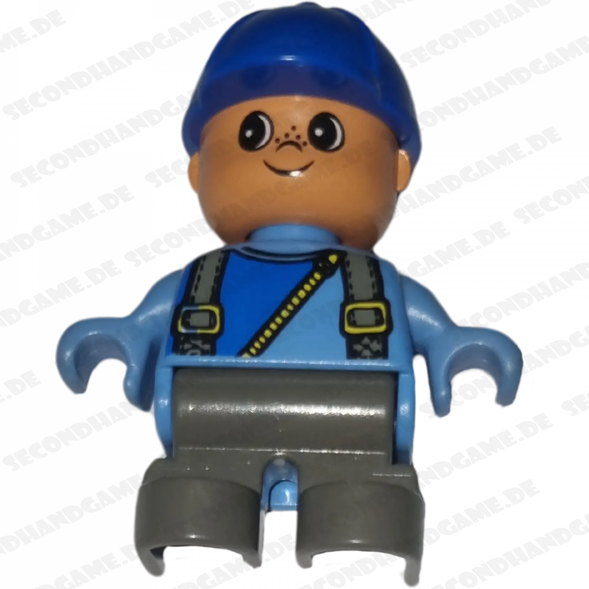 Lego Duplo Figur Kind Junge mit Latzhose und Cape Blau Grau