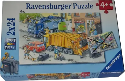 Ravensburger Premium Puzzle 2x24 Teile 050963 Müllabfuhr und Abschleppwagen