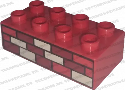 Lego Duplo 2x4 Stein 3011 Rot Bedruckt mit Mauer
