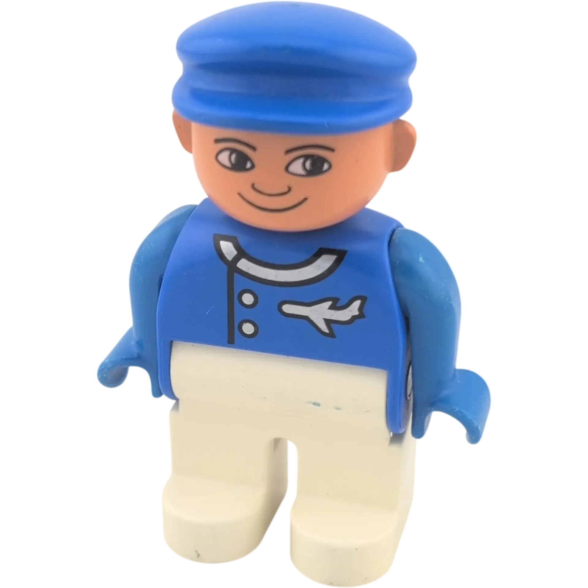 Lego Duplo Figur 4555 Pilot Blau Weiß mit Flugzeug Symbol