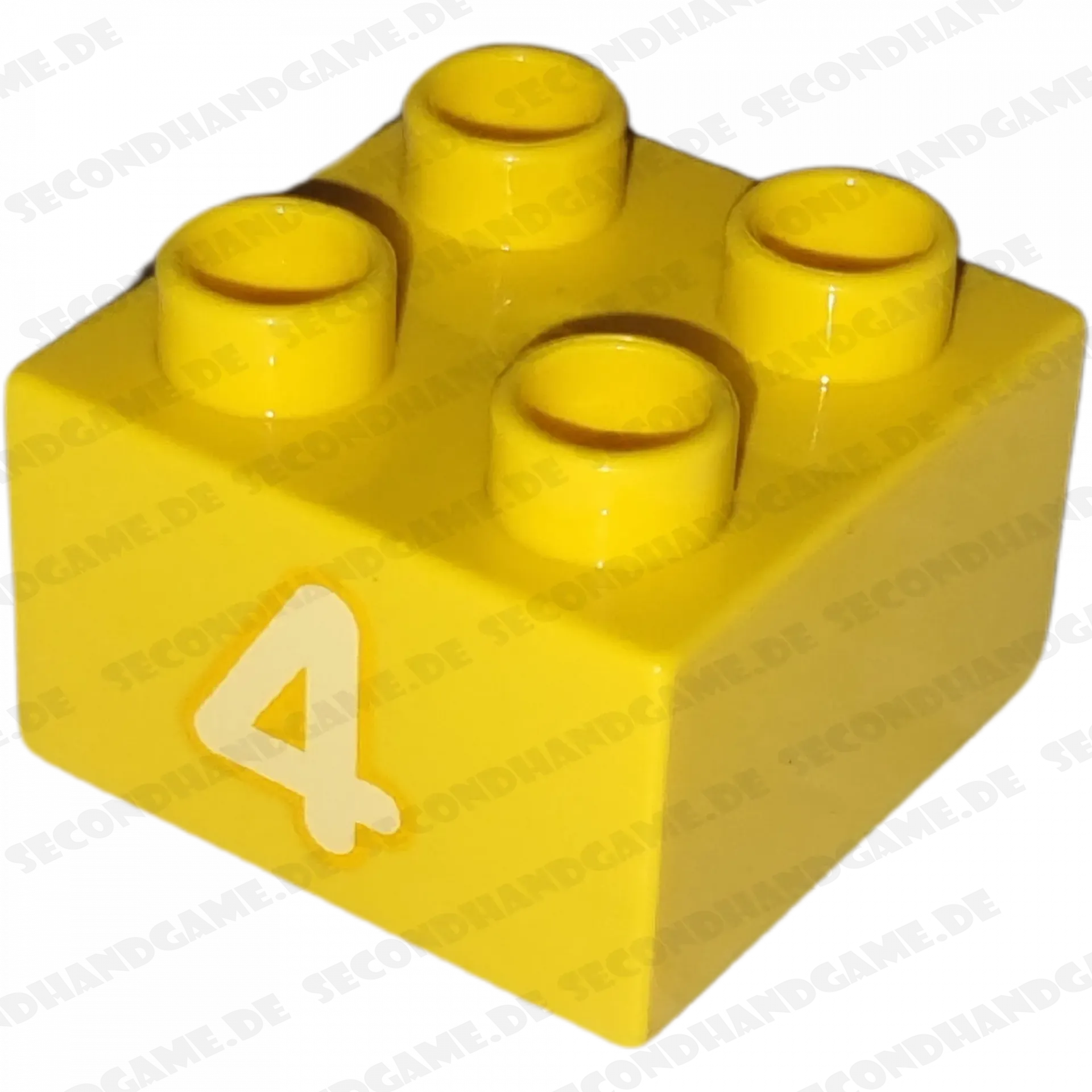 Lego Duplo 2x2 Stein Gelb Zahl Vier Weiß 3437