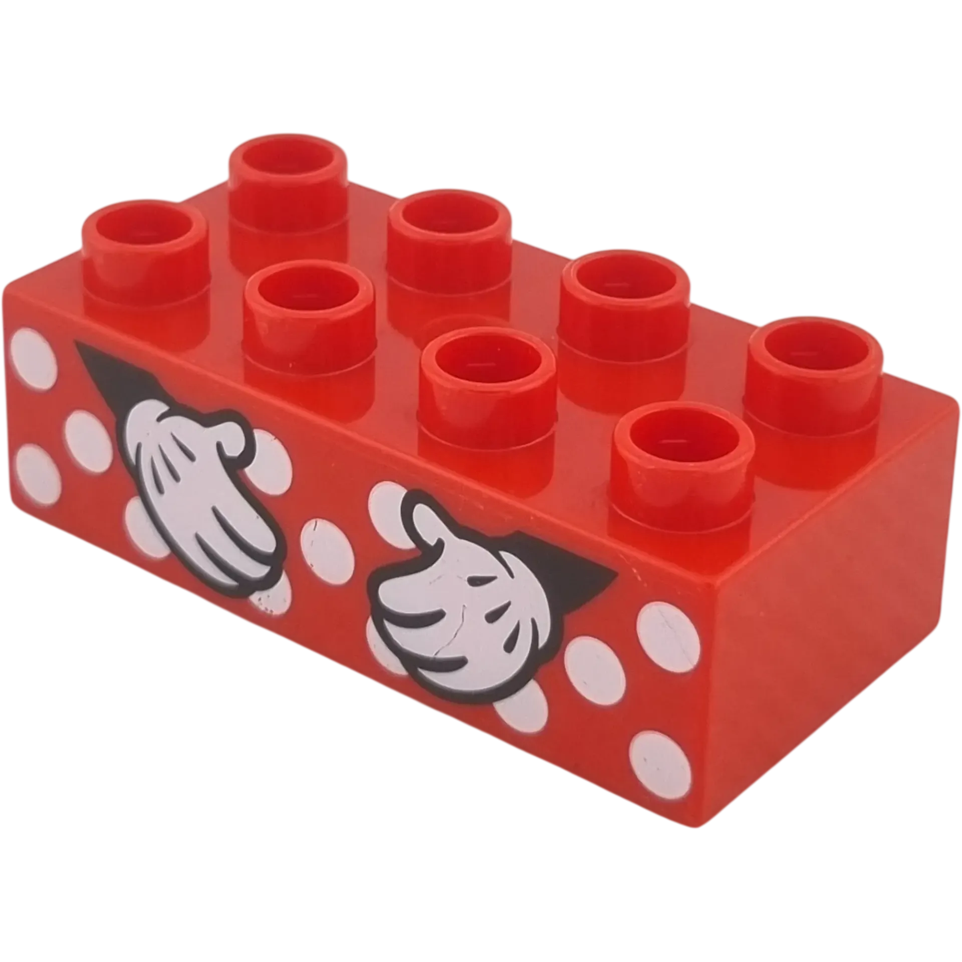 Lego Duplo 2x4 Stein 3011 Rot bedruckt mit zwei Mickey Mouse Händen
