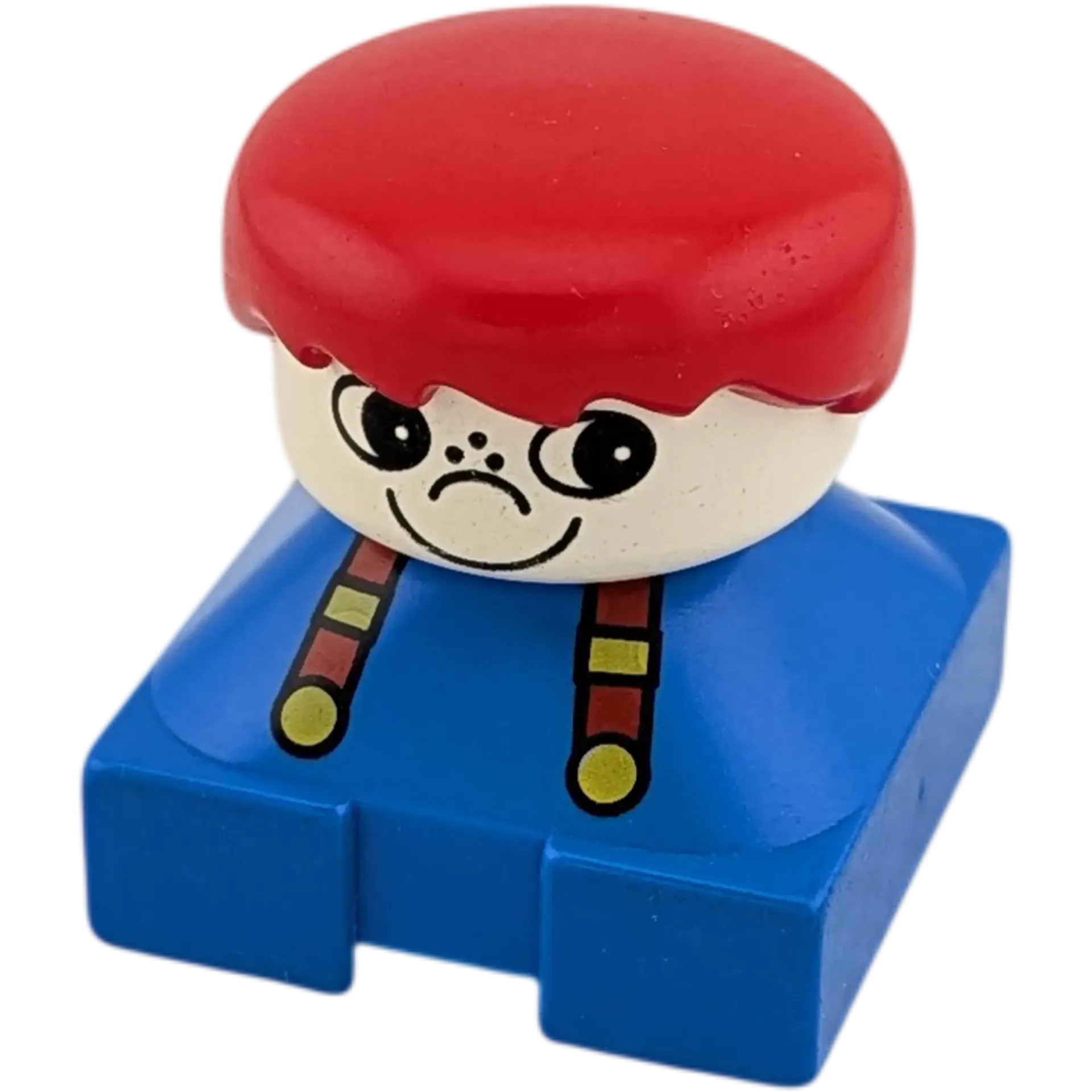 Lego Duplo Figur Junge rote Harre Latz weißes Gesicht Hosenträger 2327