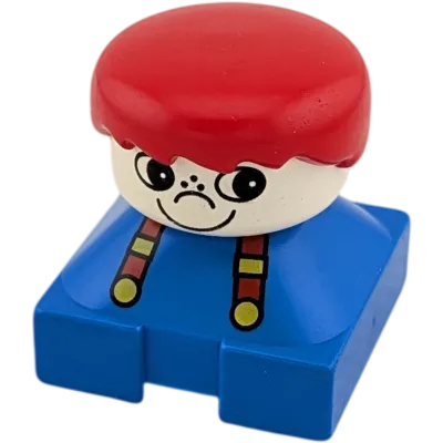 Lego Duplo Figur Junge rote Harre Latz weißes Gesicht Hosenträger 2327