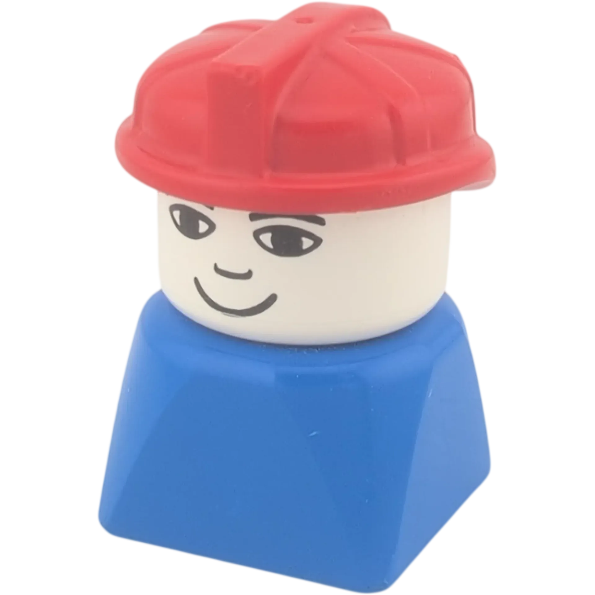 Lego Duplo älterer Figur roter Helm blaue Kleidung Feuerwehrmann