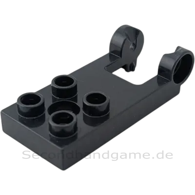 Lego Duplo Platte 2x3 mit 4 Noppen und Scharnier / Halterung – Schwarz (Teile-Nr. 13355)