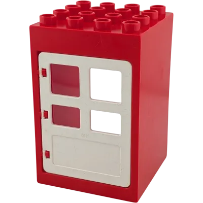 Lego Duplo 4x4 Hauswand mit Tür Rot Weiß 6360