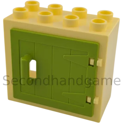 Lego Duplo 2332 Fensterrahmen 2x4 Hellgelb mit hellgrüne Tür