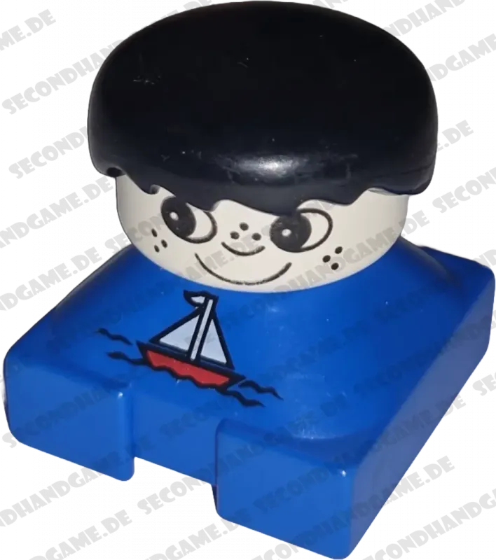 Lego Duplo Figur Junge schwarze Haare blau Segelboot 2327