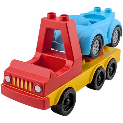 Lego Duplo Autotransporter Lastwagen LKW Gelb Rot mit azur Auto