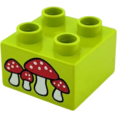 Lego Duplo 2x2 Stein 3437 Hellgrün mit vier Fliegenpilzen
