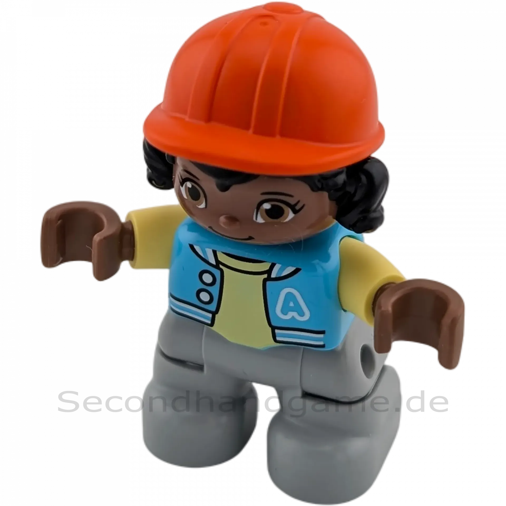 Lego Duplo Mädchen Afrikanerin Jacke A-Team Helm Orange