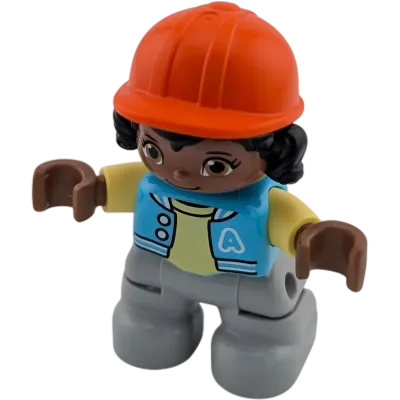 Lego Duplo Mädchen Afrikanerin Jacke A-Team Helm Orange