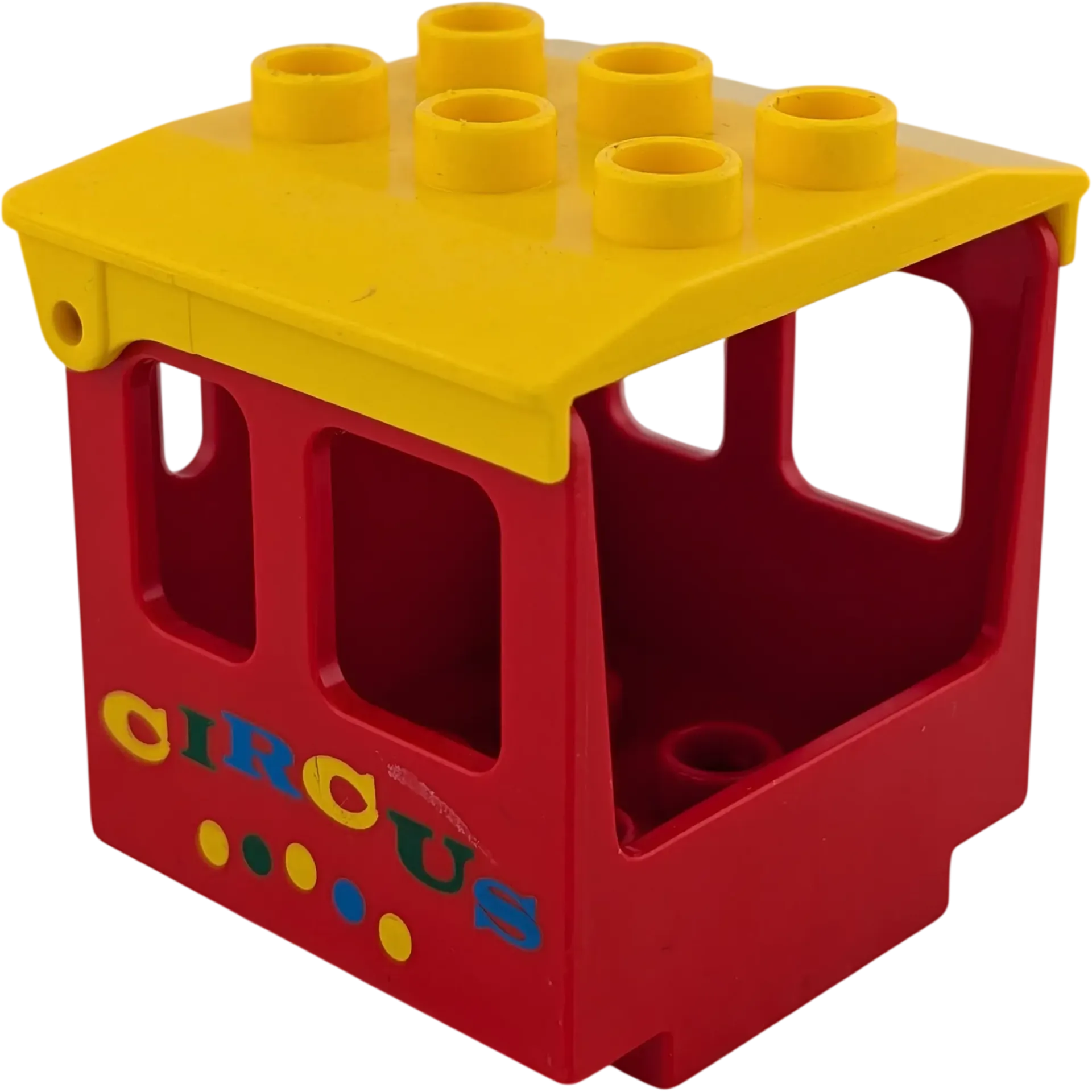 Lego Duplo 4544 Aufsatz Rot Kabine Führerhaus mit Aufschrift Circus und gelbem Dach und Kreisen