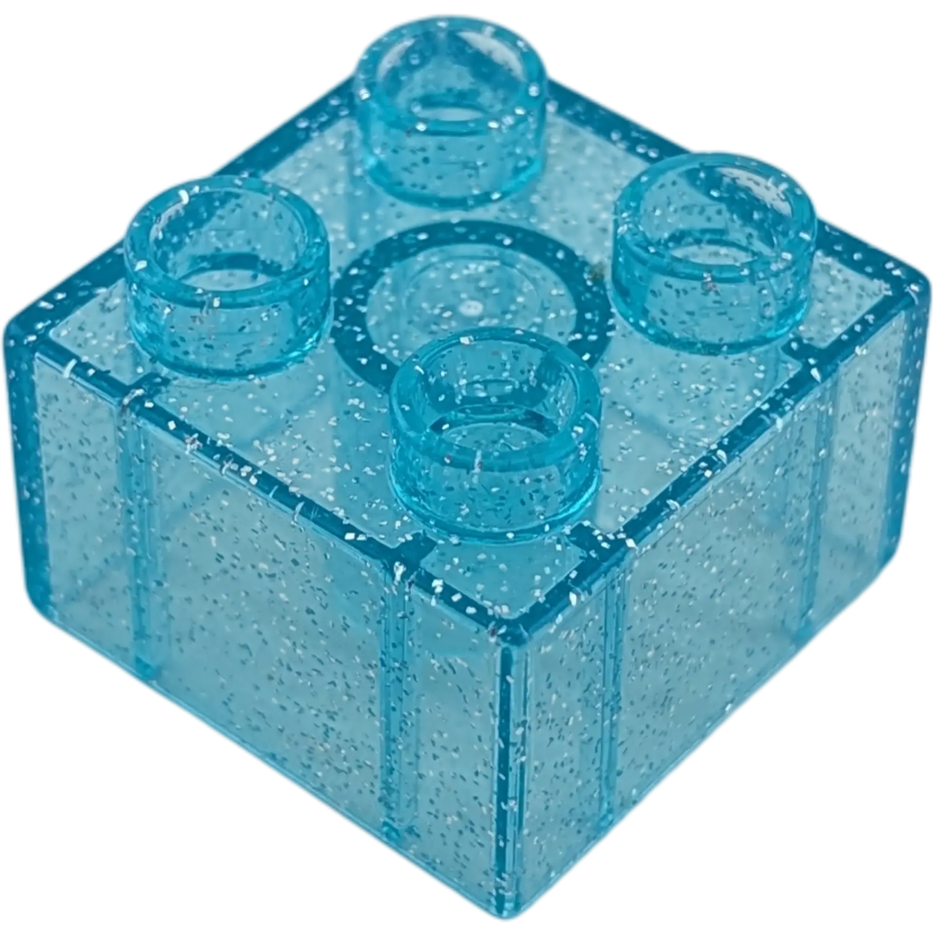 Lego Duplo 2x2 Stein 3437 Transparent Blau mit Glitzer