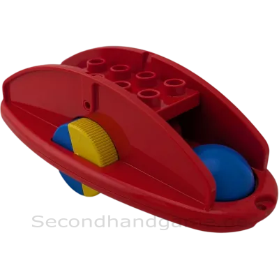Lego Duplo Rassel Wippe Rot mit gelb blauen Kugeln/Rädern