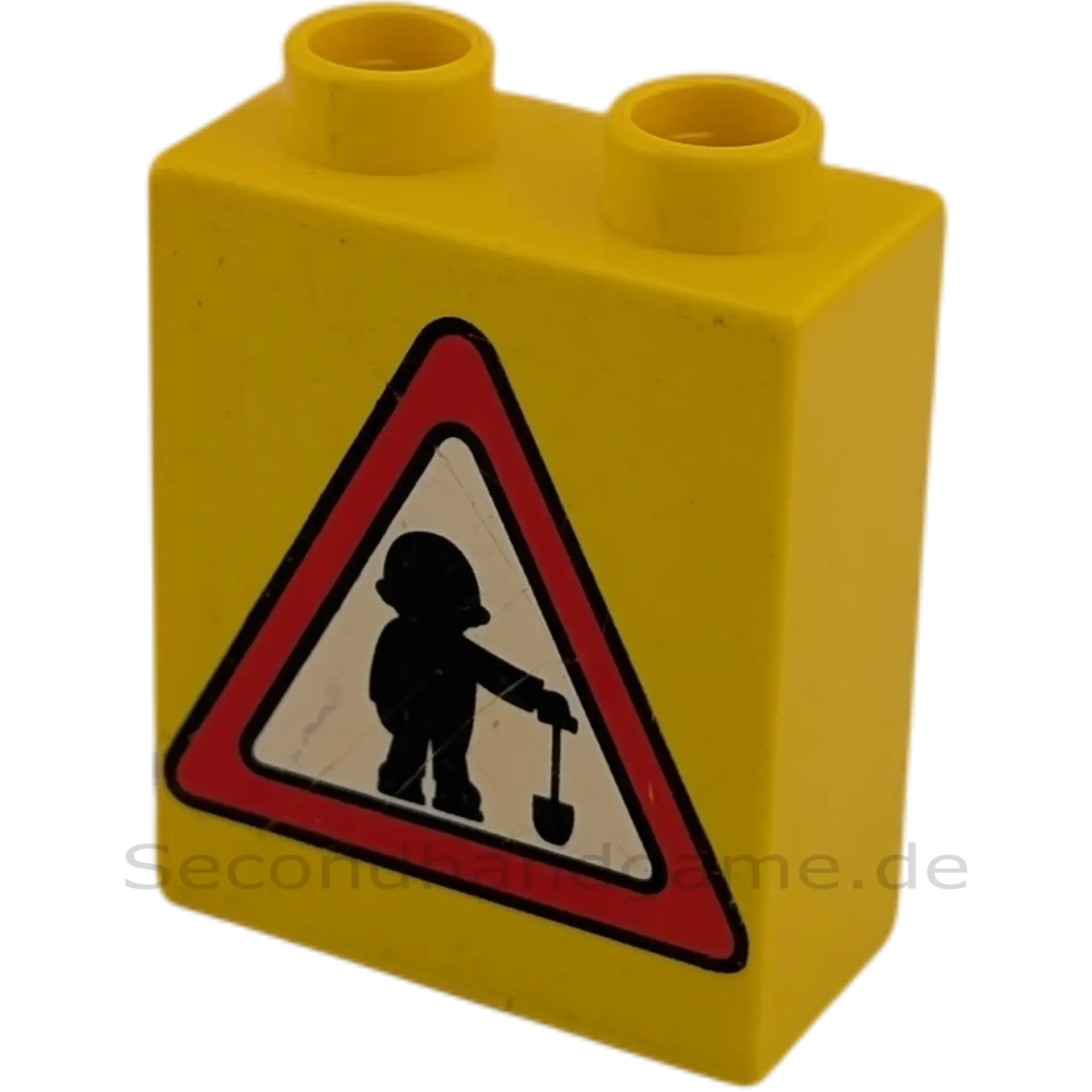 Lego Duplo  1x2 Stein Gelb Bauarbeiter Baustellenschild
