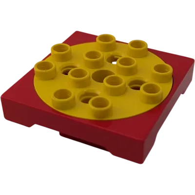 Lego Duplo Toolo Drehplatte / Drehscheibe 4x4 – Rot / Gelb (Teile-Nr. 6297) mit Schraube