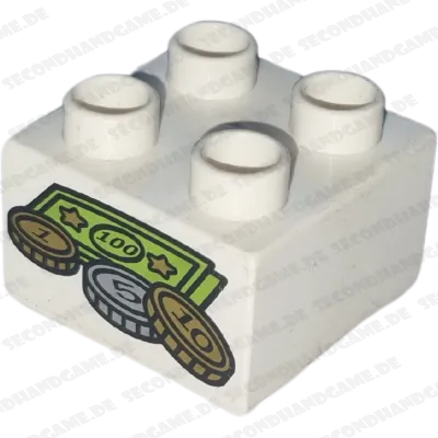 Lego Duplo 2x2 Stein Weiß Geld 3437