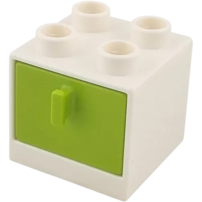 Lego Duplo 4890 Regal Schrank Weiß mit Lime Schublade Grün