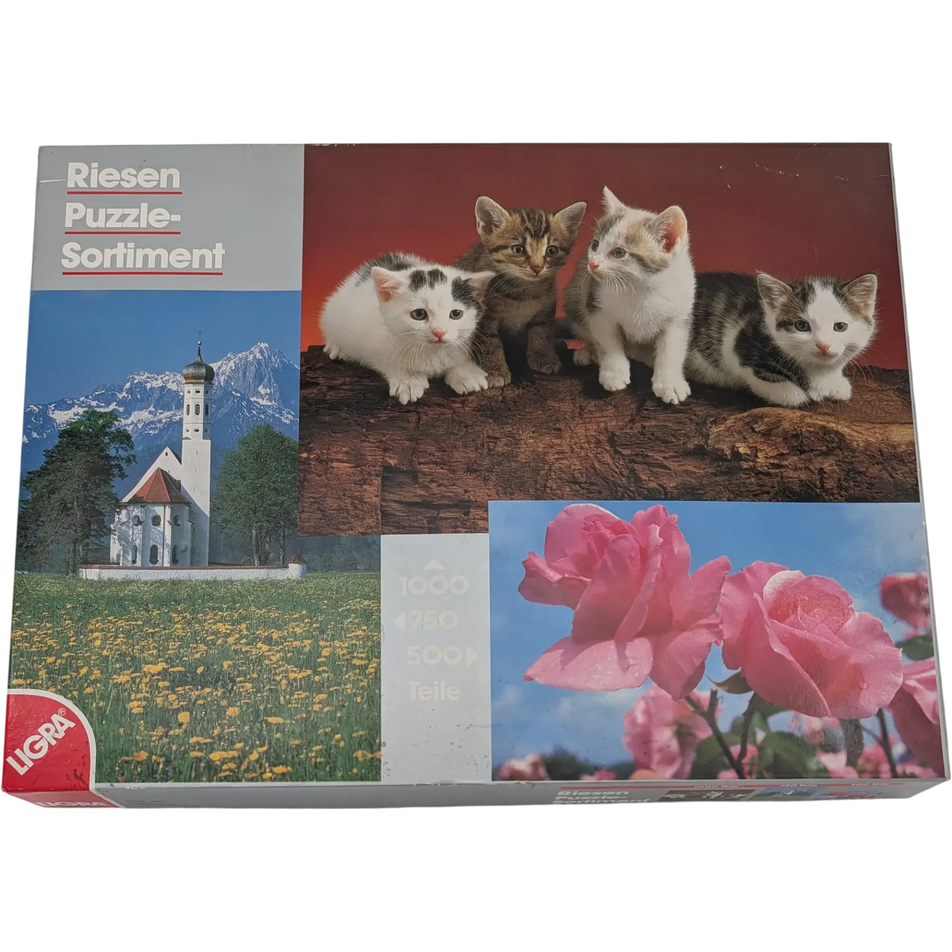 Ligra 500, 750, 1000 Teile Riesen Puzzle Magazin 2812 Kätzchen Papagei Kirche