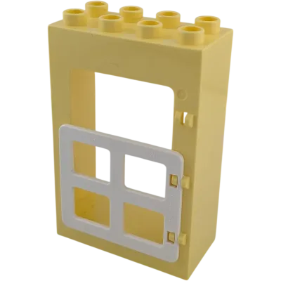 Lego Duplo 2x4 Hauswand Hellgelb mit kleiner weißer Tür Hoftor