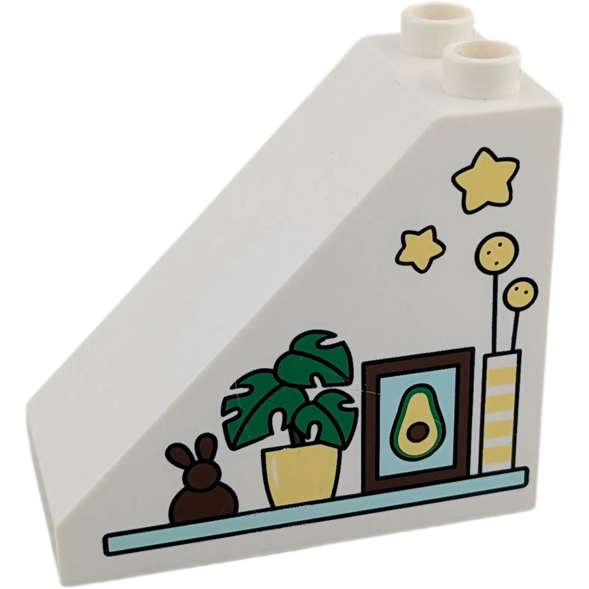Lego Duplo Dachstein 4x2x3 Weiß mit Hase Pflanze Deko Wohnzimmer