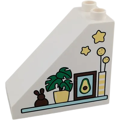 Lego Duplo Dachstein 4x2x3 Weiß mit Hase Pflanze Deko Wohnzimmer