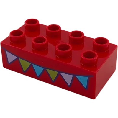 Lego Duplo Baustein 2x4 Rot mit Girlande