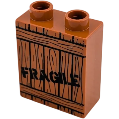 Lego Duplo 4066 Stein 1x2x2 Braun Fragile Vorsicht zerbrechlich!