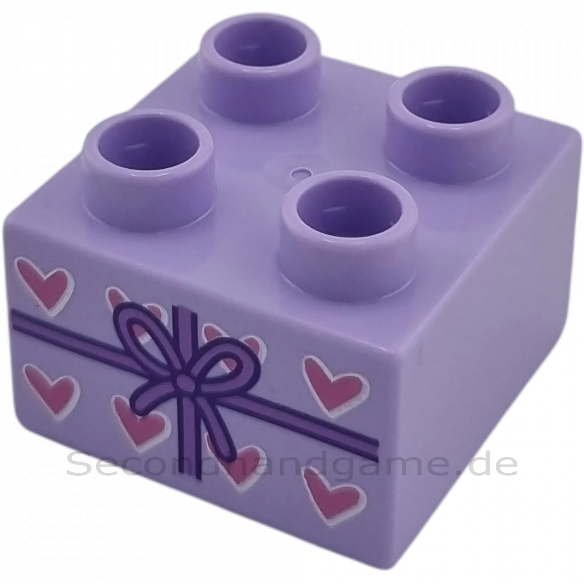 Lego Duplo 2x2 Stein Helllila Geschenk mit Herzen 3437