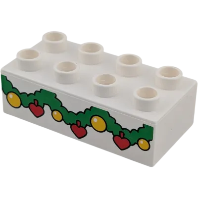 Lego Duplo 2x4 Stein 3011 Weiß bedruckt mit Girlande Tannen Weihnachten