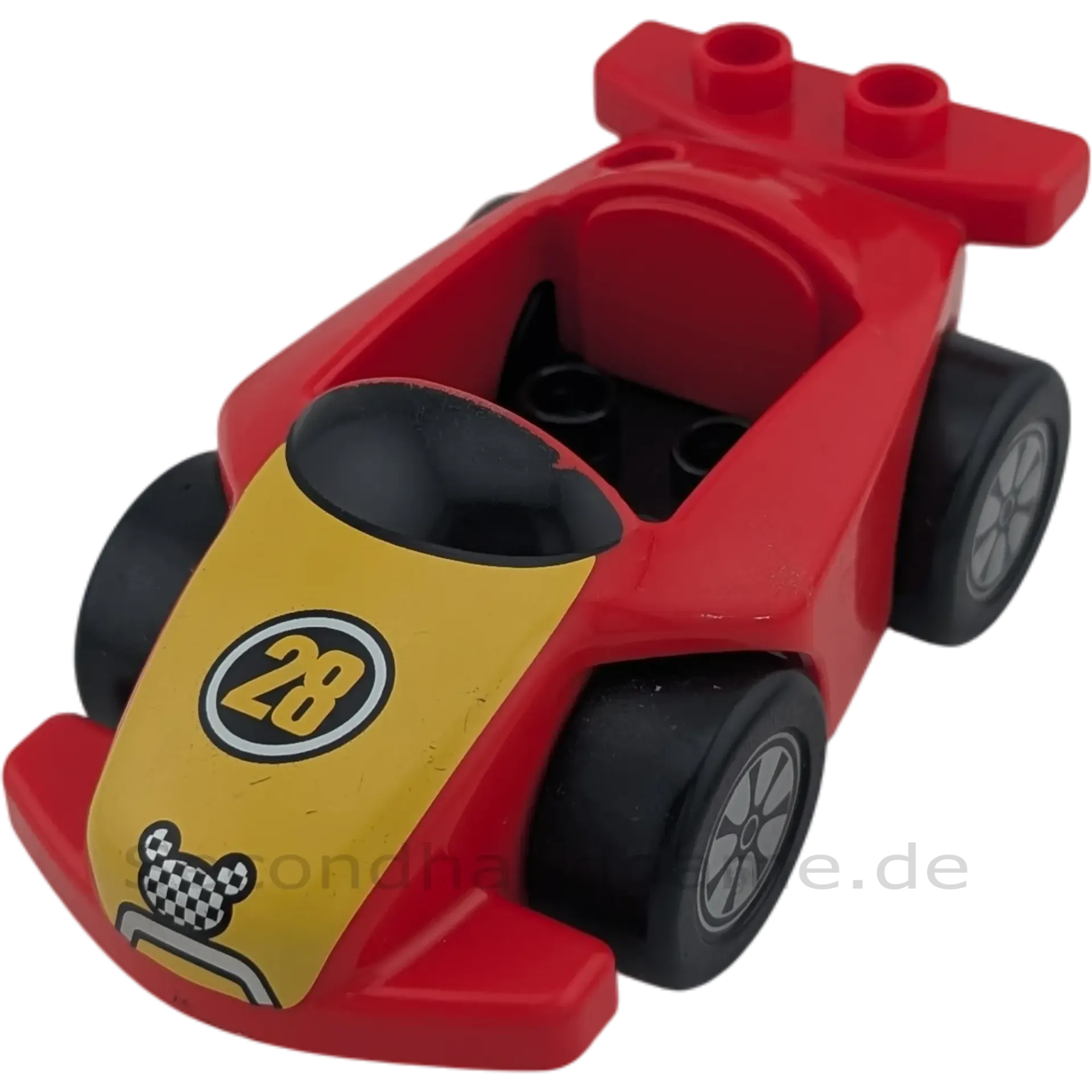 Lego Duplo Auto von Mickey Mouse Rennwagen Rot mit Zahl 28 silberne Reifen